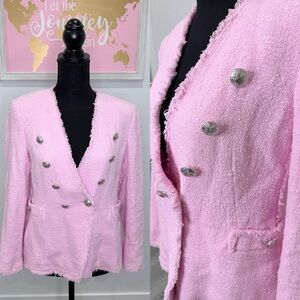 Zara Pink Shoulder Padded Blazer